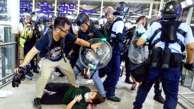 Police were unable to take control of the airport from protesters