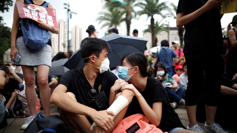 Protesters gathered at Victoria Park