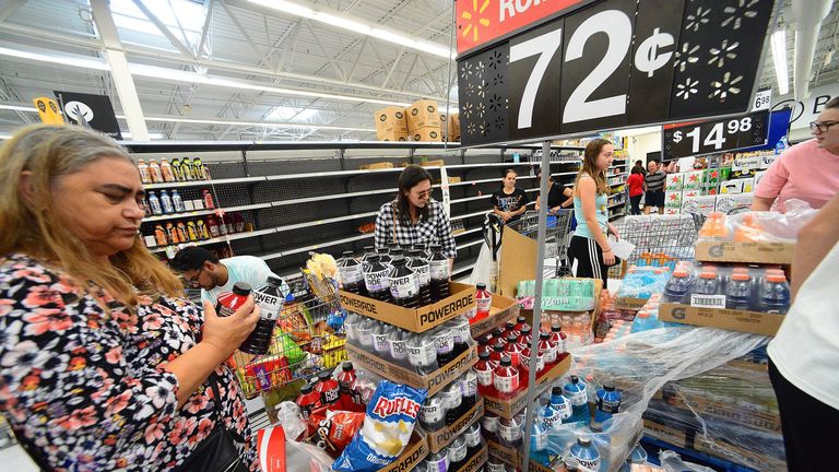 Shoppers have been stocking up on supplies in Florida ahead of Hurricane Dorian's arrival