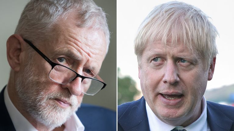 Labour leader Jeremy Corbyn and Prime Minister Boris Johnson