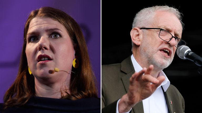 Jo Swinson and Jeremy Corbyn