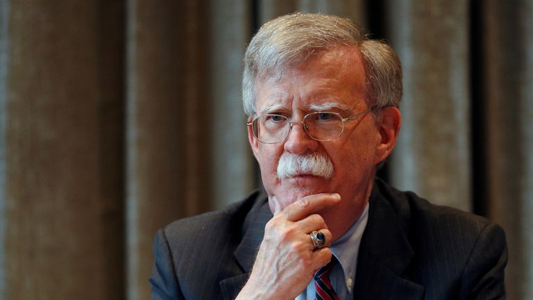 U.S. National Security Adviser, John Bolton, meets with journalists during a visit to London, Britain August 12, 2019