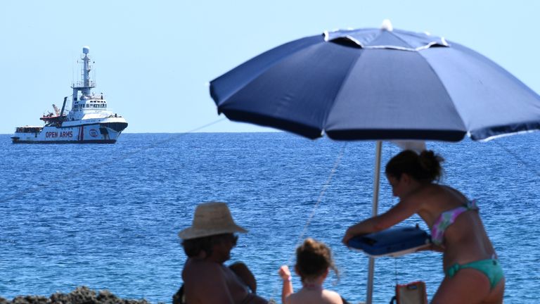 The boat is just off the coast of Lampedusa island