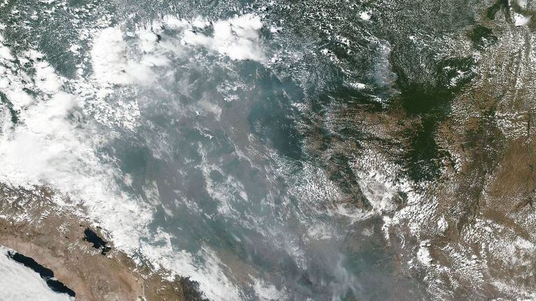 This natural-color image of smoke and fires in several states within Brazil including Amazonas, Mato Grosso, and Rondônia was collected by NOAA/NASA&#39;s Suomi NPP
