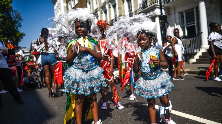 Notting Hill carnival on August 25, 2019 in London, England. One million people are expected on the streets in scorching temperatures for the Notting Hill Carnival