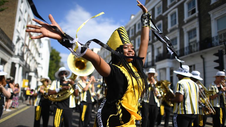 Notting Hill carnival on August 25, 2019 in London, England. One million people are expected on the streets in scorching temperatures for the Notting Hill Carnival