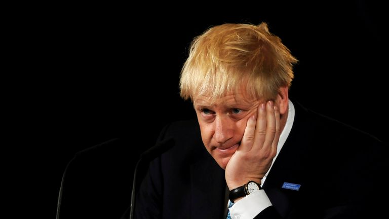 Prime Minister Boris Johnson giving a speech on domestic priorities at the Science and Industry Museum in Manchester.
