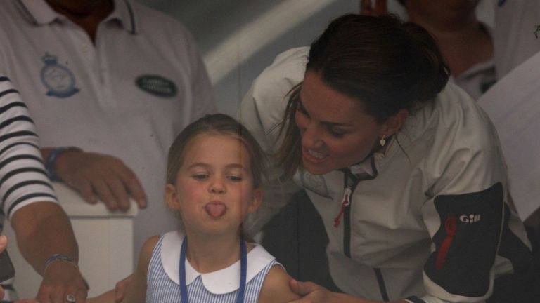 Princess Charlotte with her mum ahead of the presentation for The King&#39;s Cup regatta in Cowes