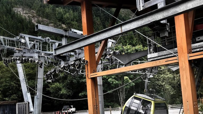 A car on the Sea to Sky Gondola ride lies on the floor after the cable broke, possibly deliberately cut