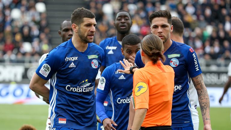 Frappart took charge of a Ligue 1 match between SC Amiens and RC Strasbourg last season