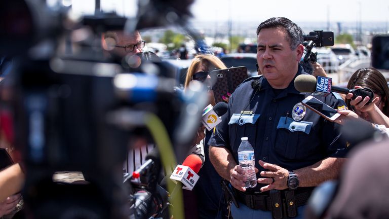 El Paso Police Department Sgt. Robert Gomez briefs media on the shooting 