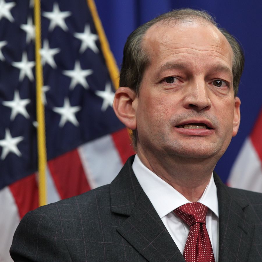 WASHINGTON, DC - JULY 10: U.S. Secretary of Labor Alex Acosta speaks during a press conference July 10, 2019 at the Labor Department in Washington, DC. Secretary Acosta discussed his role in the sexual abuse case of accused sex trafficker Jeffrey Epstein.  (Photo by Alex Wong/Getty Images)