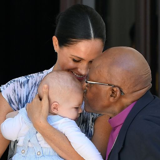 'He's going to be a ladies' man': Archie meets Desmond Tutu in South Africa