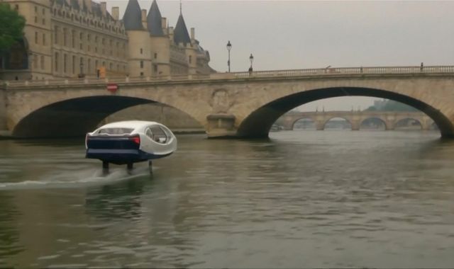 'Flying taxi' stopped by police during tests on the River Seine in Paris