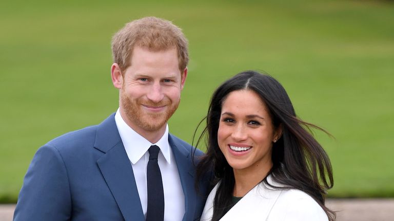 LONDON, ENGLAND - NOVEMBER 27:  Prince Harry and Meghan Markle attend an official photocall to announce their engagement at The Sunken Gardens at Kensington Palace on November 27, 2017 in London, England.  Prince Harry and Meghan Markle have been a couple officially since November 2016 and are due to marry in Spring 2018.  (Photo by Karwai Tang/WireImage)