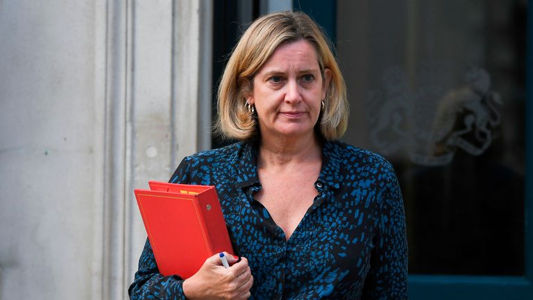 Britain's Work and Pensions Secretary and Women's minister Amber Rudd leaves the Cabinet Office on Whitehall in London on September 2, 2019. - Britain's Prime Minister Boris Johnson prepared on September 2 for a showdown with MPs opposed to a no-deal Brexit when Parliament returns on September 3. Johnson stoked controversy and protests August 31 across Britain after announcing August 28 he had instructed Queen Elizabeth II to suspend parliament in the final weeks before Brexit. (Photo by Ben STANSALL / AFP)        (Photo credit should read BEN STANSALL/AFP/Getty Images)