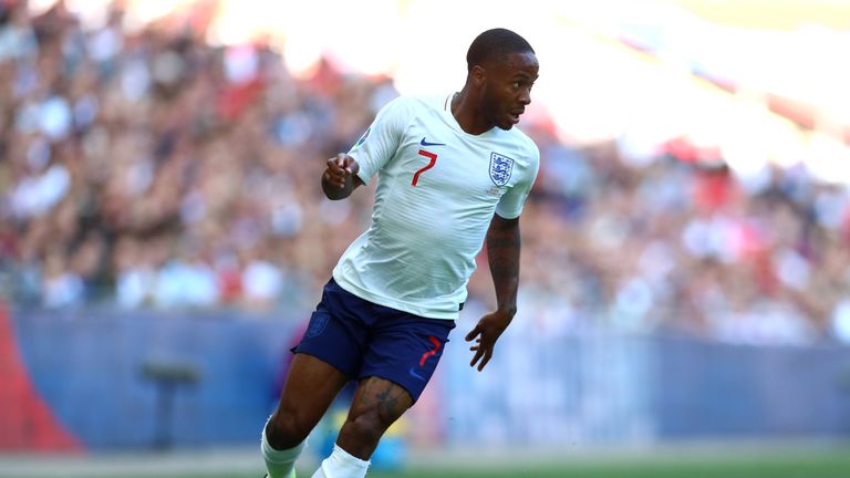 LONDON, ENGLAND - SEPTEMBER 07: Raheem Sterling of England  during the UEFA Euro 2020 qualifier match between England and Bulgaria at Wembley Stadium on September 07, 2019 in London, England. (Photo by Chloe Knott - Danehouse/Getty Images)