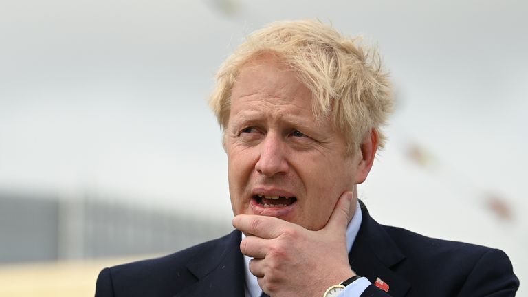 Britain's Prime Minister Boris Johnson visits the NLV Pharos, a lighthouse tender moored on the river Thames to mark London International Shipping Week in London on September 12, 2019. (Photo by DANIEL LEAL-OLIVAS / various sources / AFP)        (Photo credit should read DANIEL LEAL-OLIVAS/AFP/Getty Images)