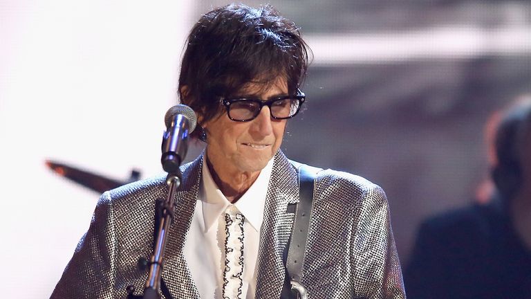 CLEVELAND, OH - APRIL 14:  Inductee Ric Ocasek of The Cars performs 33rd Annual Rock & Roll Hall of Fame Induction Ceremony at Public Auditorium on April 14, 2018 in Cleveland, Ohio.  (Photo by Kevin Kane/Getty Images For The Rock and Roll Hall of Fame)
