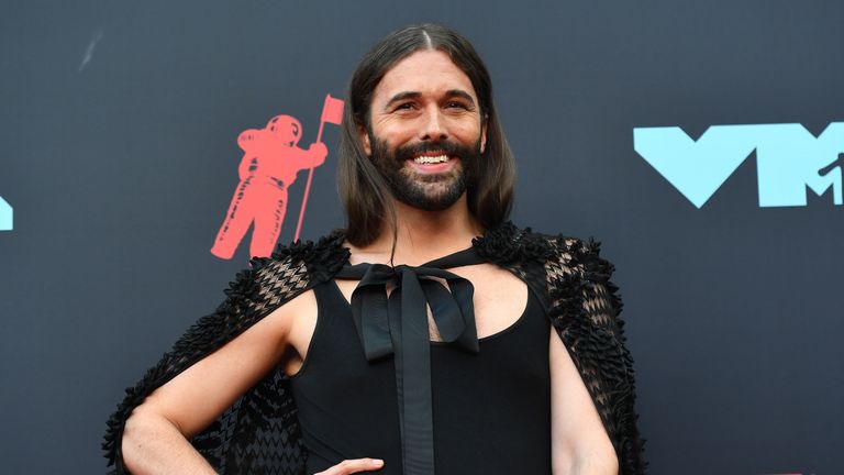 US hairdresser and television personality Jonathan Van Ness arrives for the 2019 MTV Video Music Awards at the Prudential Center in Newark, New Jersey on August 26, 2019. (Photo by Johannes EISELE / AFP)        (Photo credit should read JOHANNES EISELE/AFP/Getty Images)