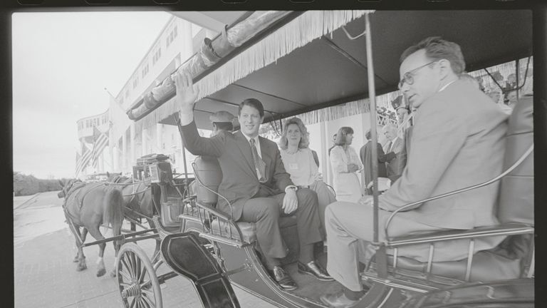 Al Gore, while Senator, on Mackinac Island with his wife in 1987