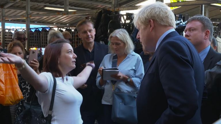 Boris Johnson has been confronted by an angry voter during a walkabout in Doncaster who said he had &#34;a cheek&#34; to come to her town.