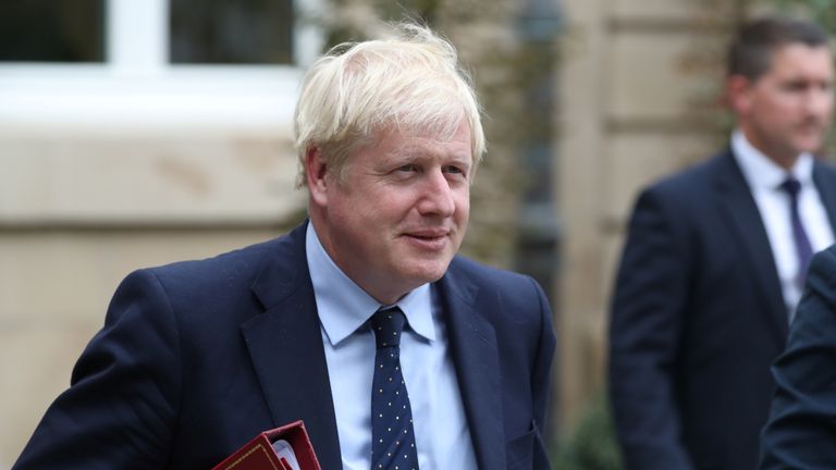 Boris Johnson leaves after a meeting with Luxembourg&#39;s Prime Minister Xavier Bettel in Luxembourg