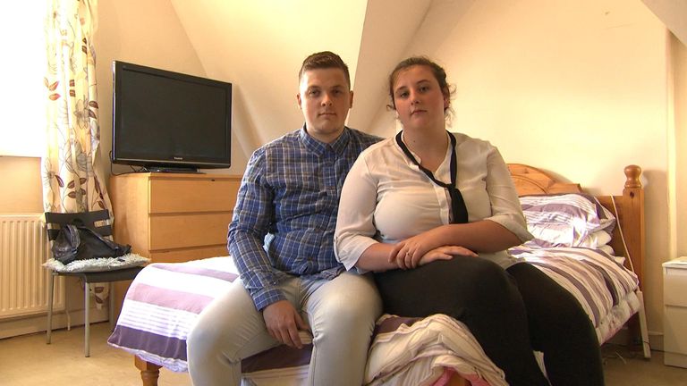 Brandon Luce and Kimberley Harris are living in temporary accommodation