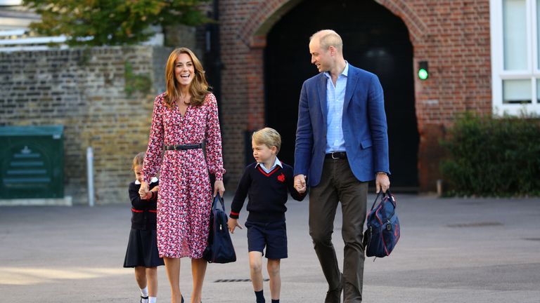 The Cambridge family joined Charlotte as she started her first day at school
