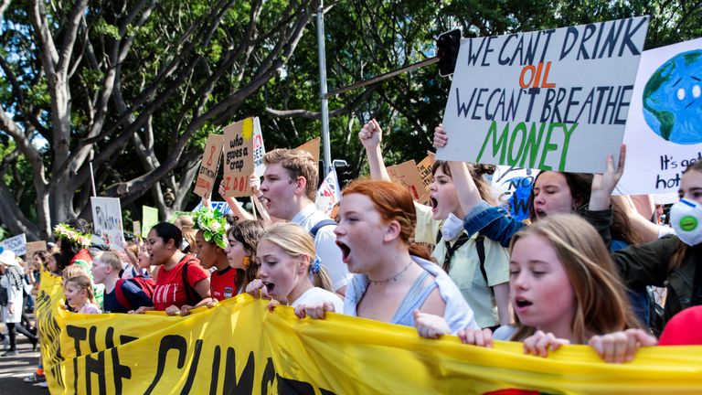 Young protesters demand action on climate change in Sydney