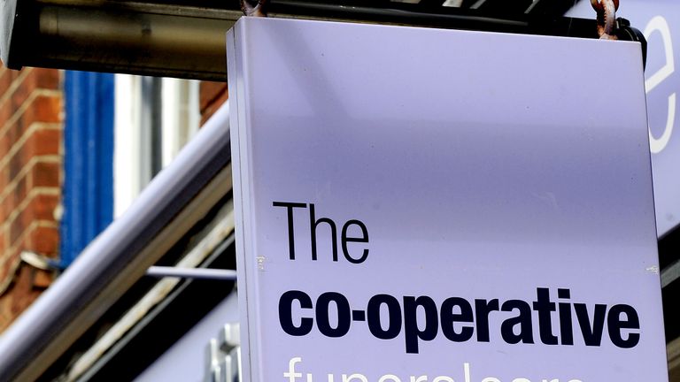 General view of Co-Operative funeral care sign at a shop, Sutton Coldfield, West Midlands. PRESS ASSOCIATION Photo. Picture date: Wednesday September 26, 2012. See PA story CONSUMER Coop. Photo credit should read: Rui Vieira       /PA Wire