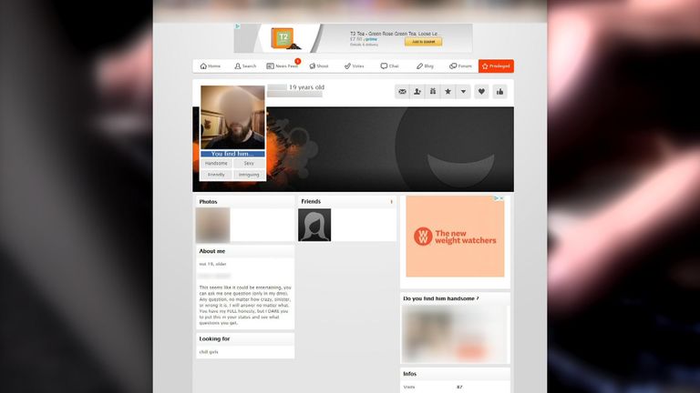 Sky News found profiles of grown men on a site for teenagers