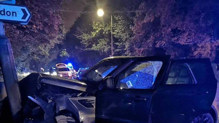 The car involved in the crash. Pic: Derbyshire Roads Police 