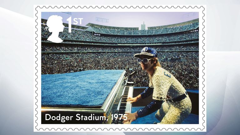 Elton John performed at the Dodger Stadium in Los Angeles in 1975