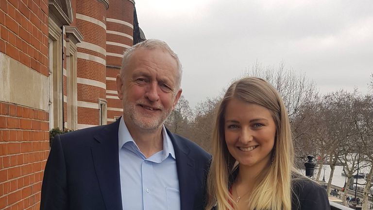 Emily Owen with Labour leader Jeremy Corbyn. Pic: Emily Owen/Facebook