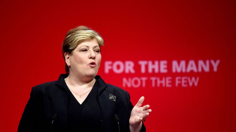 Shadow foreign secretary Emily Thornberry delivers her speech during the Labour Party Conference at the Brighton Centre in Brighton