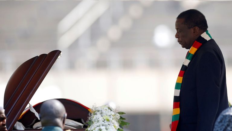 President Emmerson Mnangagwa pays tribute to the former leader