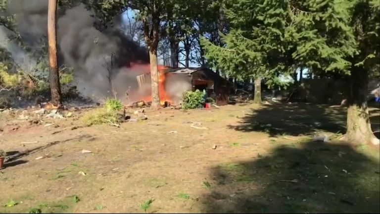 Fire burns in area where French fighter plane crashed after both pilots ejected