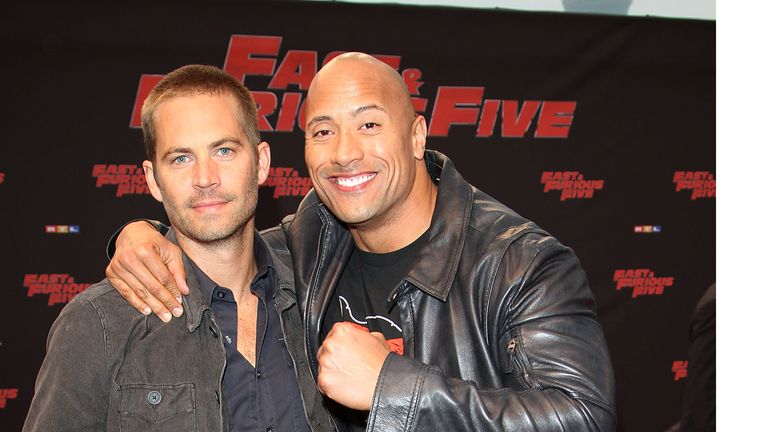 Paul Walker and Dwayne Johnson at the Fast and Furious 5 premier 
