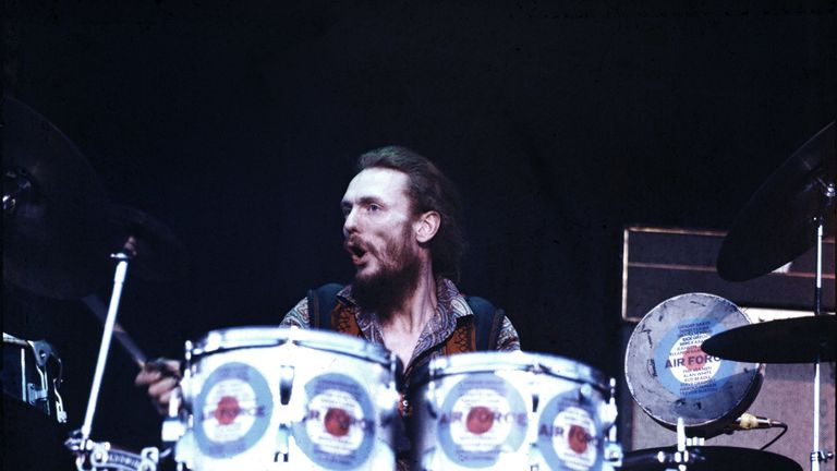Ginger Baker&#39;s Air Force performing at Plumpton Festival, East Sussex in 1970. Pic: Michael Putland/Getty Images