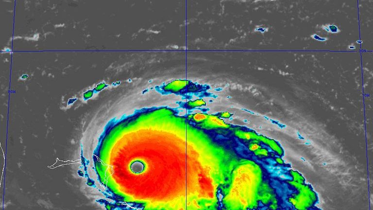 Hurricane Dorian could bring winds of up to 160mph to the Bahamas, with many taking shelter. Pic: National Hurricane Centre