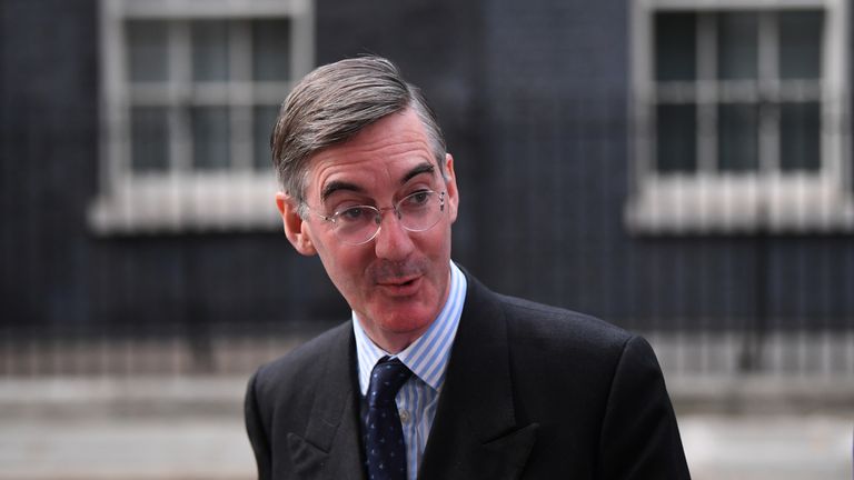 Leader of the House of Commons Jacob Rees-Mogg leaving after a meeting at 10 Downing Street, central London.