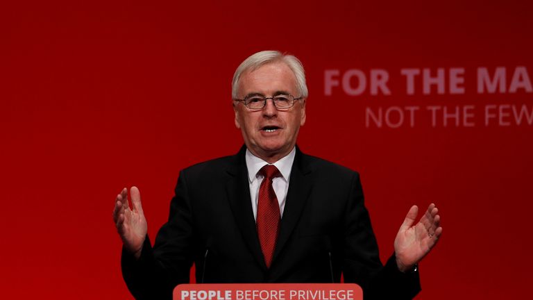 John McDonnell speaks during the Labour party annual conference in Brighton