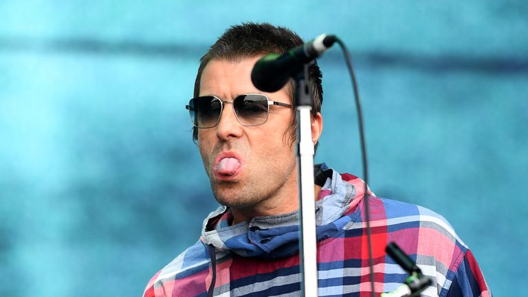 GLASTONBURY, ENGLAND - JUNE 29: Liam Gallagher performs on the Pyramid stage during day four of Glastonbury Festival at Worthy Farm, Pilton on June 29, 2019 in Glastonbury, England. (Photo by Dave J Hogan/Getty Images)