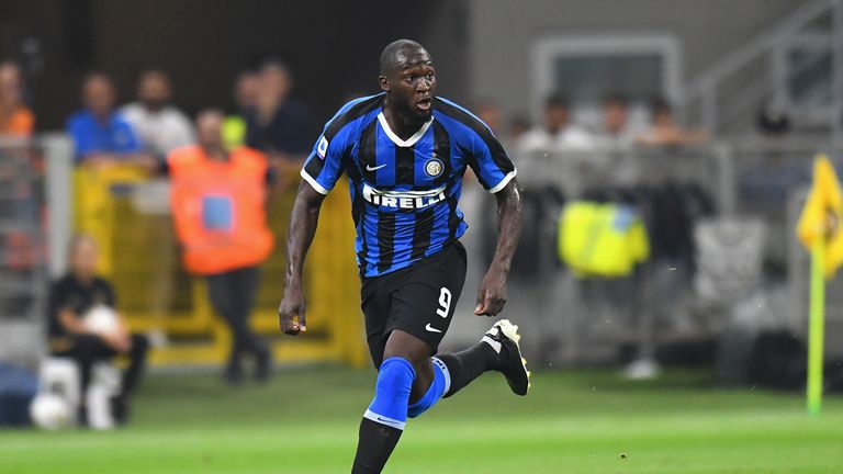 during the Serie A match between FC Internazionale and US Lecce at Stadio Giuseppe Meazza on August 26, 2019 in Milan, Italy.