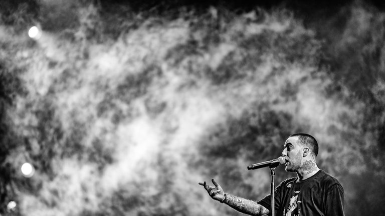Musician Mac Miller performs onstage at the Sahara tent during day 1 of the Coachella Valley Music And Arts Festival (Weekend 1) at the Empire Polo Club on April 14, 2017 in Indio, California