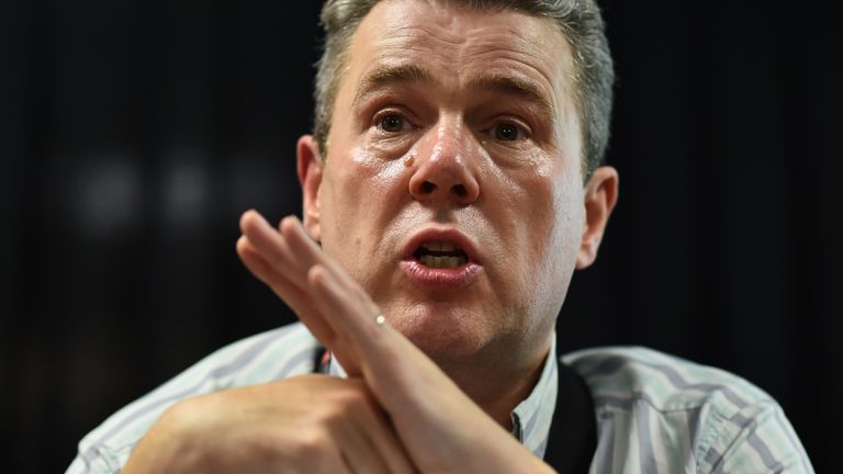 PCS leader Mark Serwotka speaks during a press conference on the opening day of the TUC congress in Brighton south of London on September 13, 2015. AFP PHOTO / BEN STANSALL (Photo credit should read BEN STANSALL/AFP/Getty Images)
