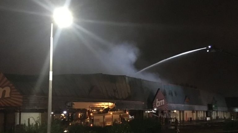 The blaze damaged Pets At Home, B&M and an empty unit. Pic: ScotRail