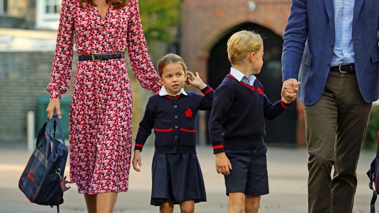 Princess Charlotte arrives for her first day at school
