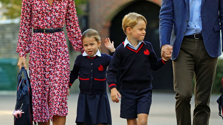 Princess Charlotte arrives for her first day at school 